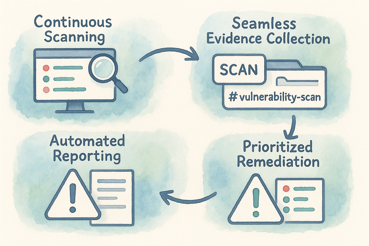 Watercolor illustration of compliance workflow